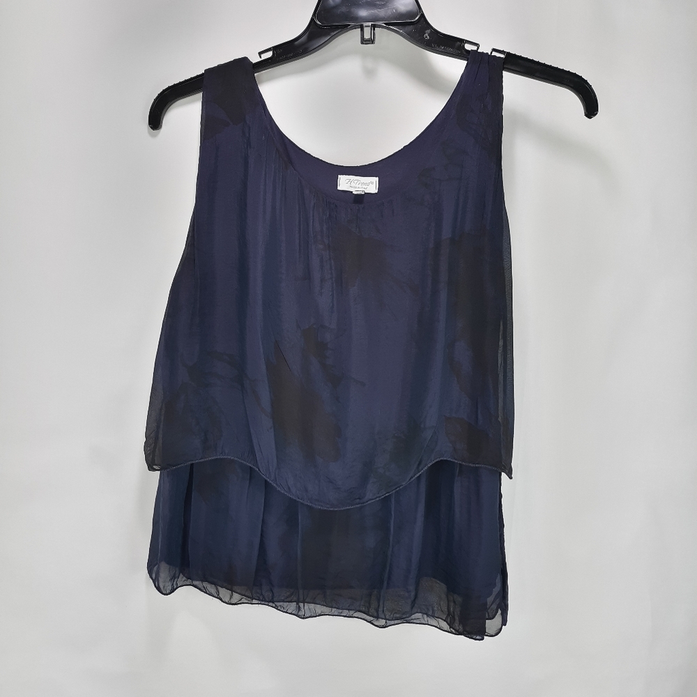 H Trend Made in Italy Size M Navy/Black 100% Silk